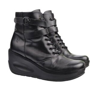 Fly London leather platform wedge boots size 36